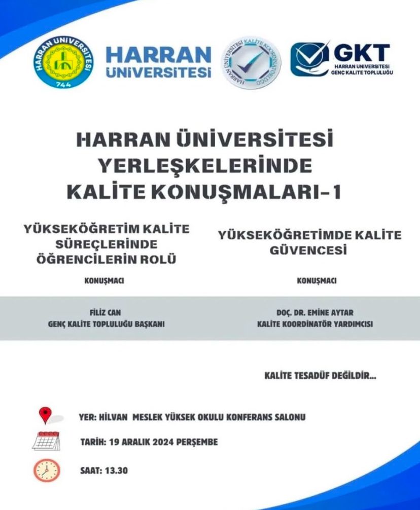 ''Harran Üniversitesi Yerleşkelerinde Kalite Konuşmaları-I''